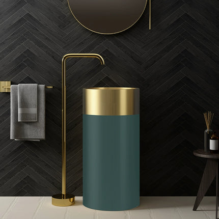 Two-tone cylindrical washbasin