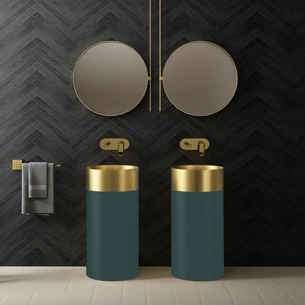 Two-tone cylindrical washbasin