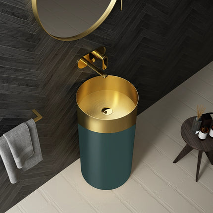 Two-tone cylindrical washbasin