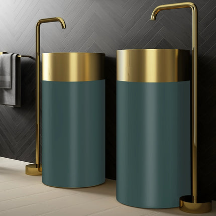 Two-tone cylindrical washbasin