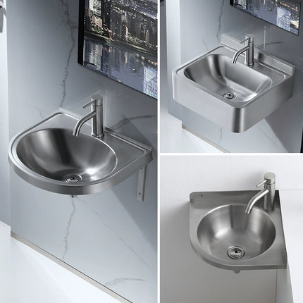 304 stainless steel wall-mounted sink with single basin for handwashing, simple corner triangular basin, kitchen vegetable washing basin