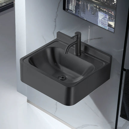Black wall-mounted washbasin