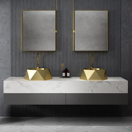 Geometric diamond-shaped countertop basin