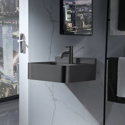 Black wall-mounted washbasin