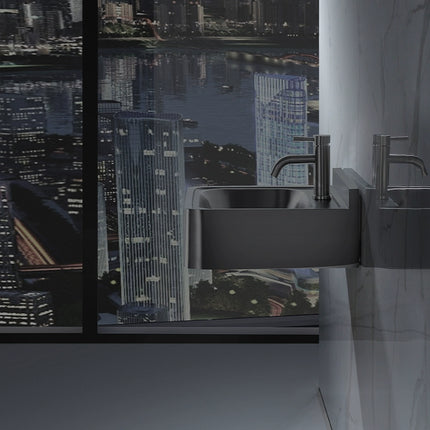 Black wall-mounted washbasin
