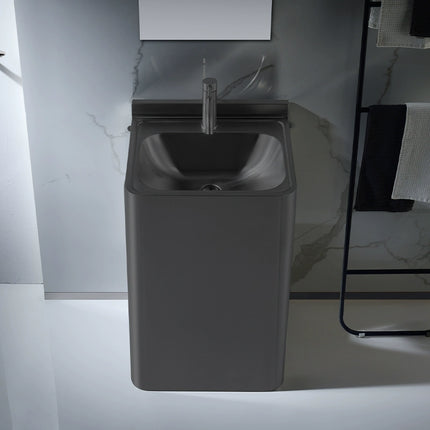 Nordic black 304 stainless steel column basin for home bathroom, wash basin and floor sink, integrated design