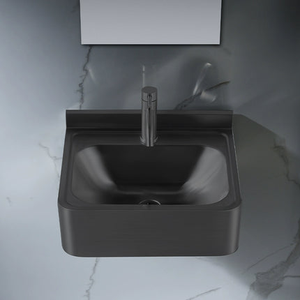Black wall-mounted washbasin