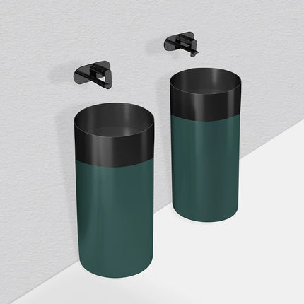 Two-tone cylindrical washbasin