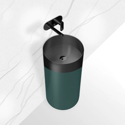 Two-tone cylindrical washbasin