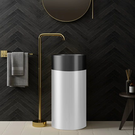 Two-tone cylindrical washbasin
