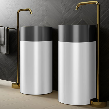 Two-tone cylindrical washbasin