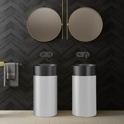 Two-tone cylindrical washbasin