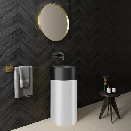 Two-tone cylindrical washbasin