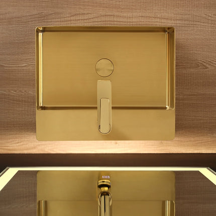 Thin-edge golden stainless steel single basin wash basin for single-person bar bathroom countertop basin for villa luxury-style face basin