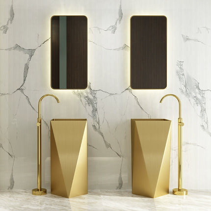 Industrial style creative 304 stainless steel column-style geometric-shaped washbasin integrated floor-standing irregular-shaped washbasin