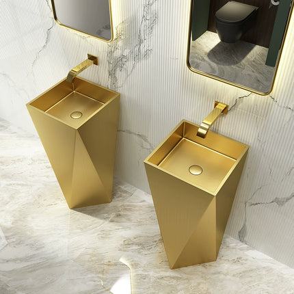 Industrial style creative 304 stainless steel column-style geometric-shaped washbasin integrated floor-standing irregular-shaped washbasin
