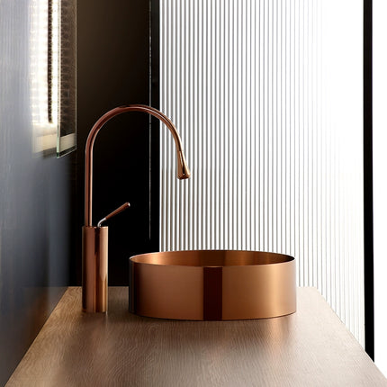 Rose gold stainless steel wash basin - single basin toilet room for household use, countertop basin for guesthouse, American-style face basin