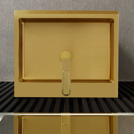 Black stainless steel wash basin integrated with golden column-style wash basin, hotel floor-standing wash basin
