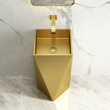 Industrial style creative 304 stainless steel column-style geometric-shaped washbasin integrated floor-standing irregular-shaped washbasin