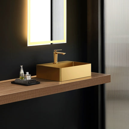 Thin-edge golden stainless steel single basin wash basin for single-person bar bathroom countertop basin for villa luxury-style face basin